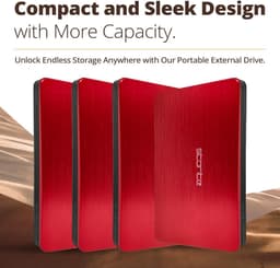 Externe harde schijf - Draagbare opslag - Back-up en data - Snelle USB 3.0 - 320 GB - Rood — thumbnail 4