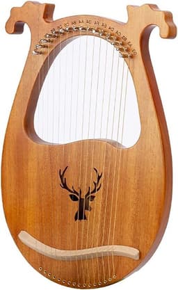 Lyre Harp - Zeven-snarige Harp - Muziek Maken - Massief Mahoniehout - 16 Snaren - Natuurlijk Hout — thumbnail 1