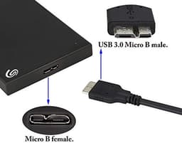 Type-C naar Micro-B kabel 5Gbps - Mobiele Harde Schijf Datakabel 1M Zwart — thumbnail 3