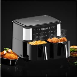 Heteluchtfriteuse - Dubbele mand - Gezond koken - Sync finish functie - 9 Liter - Zwart — thumbnail 4