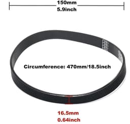 Maaier Rubberen Band - Aandrijfriem - Motor Aandrijven - Slijtvast Rubber - 470mm Omtrek - Zwart — thumbnail 3