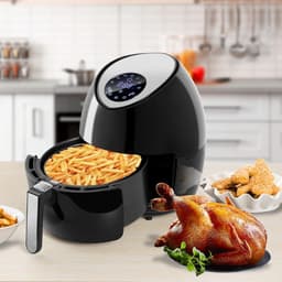 RUX® Airfryer xl - Airfryer xxl - Heteluchtfriteuse - 4,5 Liter - anti-aanbakmand - Zwart -31cm x 31cm x 36cm — thumbnail 4