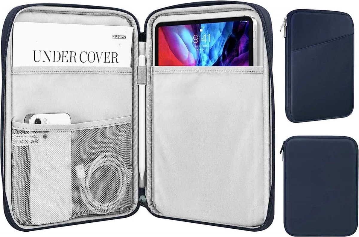 Universele Bescherm Hoes - Compatibel met iPad / Tablet / E-reader tot 11 Inch - Polyester Sleeve - iPad / Tablet Tas - Blauw — afbeelding 1