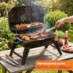Zenzee® Barbecue - Houtskool - Houtskool BBQ - Tafel BBQ - Balkon BBQ - Camping BBQ - Draagbaar - Zwart — thumbnail 4