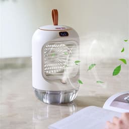Elektrische Ventilator - Draagbare Fan - Koel Blijven - Met Nachtlampje - 280ml Tank - Wit — thumbnail 2