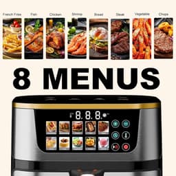 Heteluchtfriteuse Oven - Digitale Airfryer - Gezond Koken - 8-in-1 Multifunctioneel - 10 Liter - Zilver — thumbnail 4