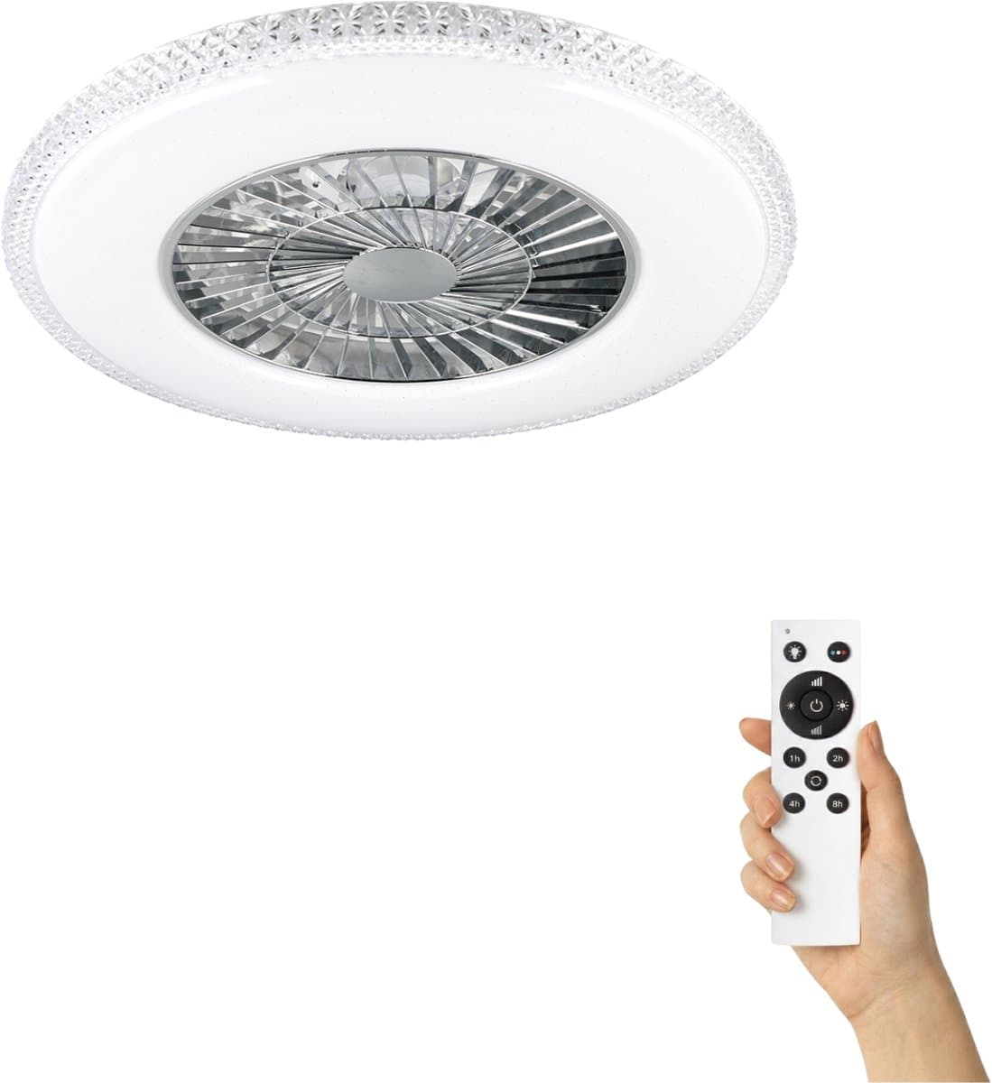 Fantiluxe - Tove - Plafondventilator met verlichting - Chroom - Ø60cm - Afstandsbediening - Met lamp - Plafond ventilator - Slaapkamer — afbeelding 1