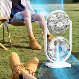 Dubbele Ventilator - Tweekoppige Ventilator - Bureau Koelen - Veelzijdige Luchtstroom - 405 x 205 x 16 cm - Zwart — thumbnail 4