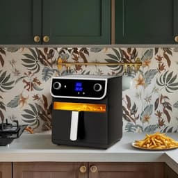 Airfryer - Luchtfriteuse - Ruime inhoud van 8 liter - Met led touch display - BPA vrij - XXL friteuse - 12 vooraf ingestelde programma's, - Voor 4tot 6 personen - 1700w - keuken - Zwart - — thumbnail 6