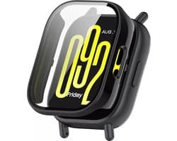 Strap-it Hard case hoesje met screen protector glas - geschikt voor Redmi Watch 5 Lite (zwart)