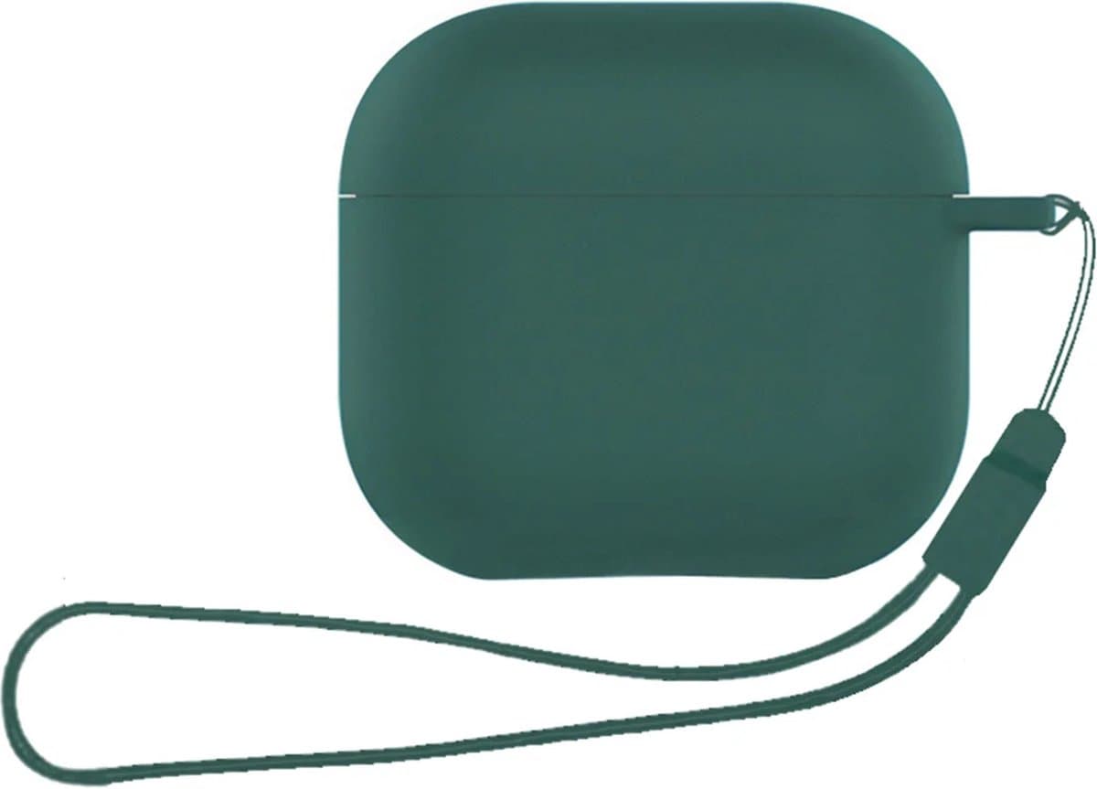 ShieldCase Siliconen Hoesje met Koordje Geschikt voor Airpods 4 - Siliconen Case voor Apple Airpods 4 Case Hoesje - Donkergroen — afbeelding 1