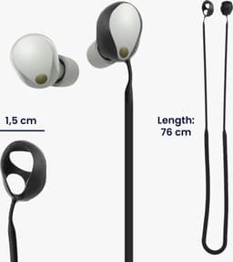 kwmobile Strap Compatible with Sony WF-1000XM5 - Silicone Cord Holder for Wireless Earphones - Black — thumbnail 6