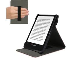 kwmobile e-reader hoesje geschikt voor Pocketbook Touch Lux 4/5/Touch HD 3/Color (2020)/ Vivlio Lux 5 hoes - E reader flip case van kunstleer - Ereader cover met handgrip en stand - In roségoud