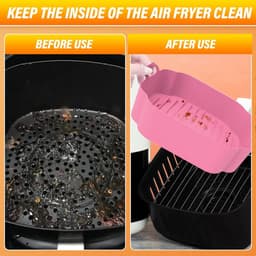 Siliconen bakvormen voor airfryers, 3-delige set, 20 cm, herbruikbaar, verdikte vierkante siliconen bakvormen voor airfryers (roze + grijs + gembergeel). — thumbnail 5