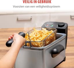 Friteuse met 3 Liter Inhoud en Instelbare Temperatuur - Zilver — thumbnail 7