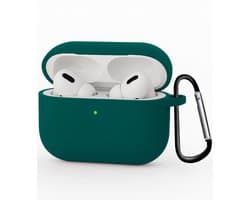 Hoesje - Geschikt voor Apple Airpods Pro 3 - met Clip - Siliconen Hoes - Silicone Case Cover - Petrol