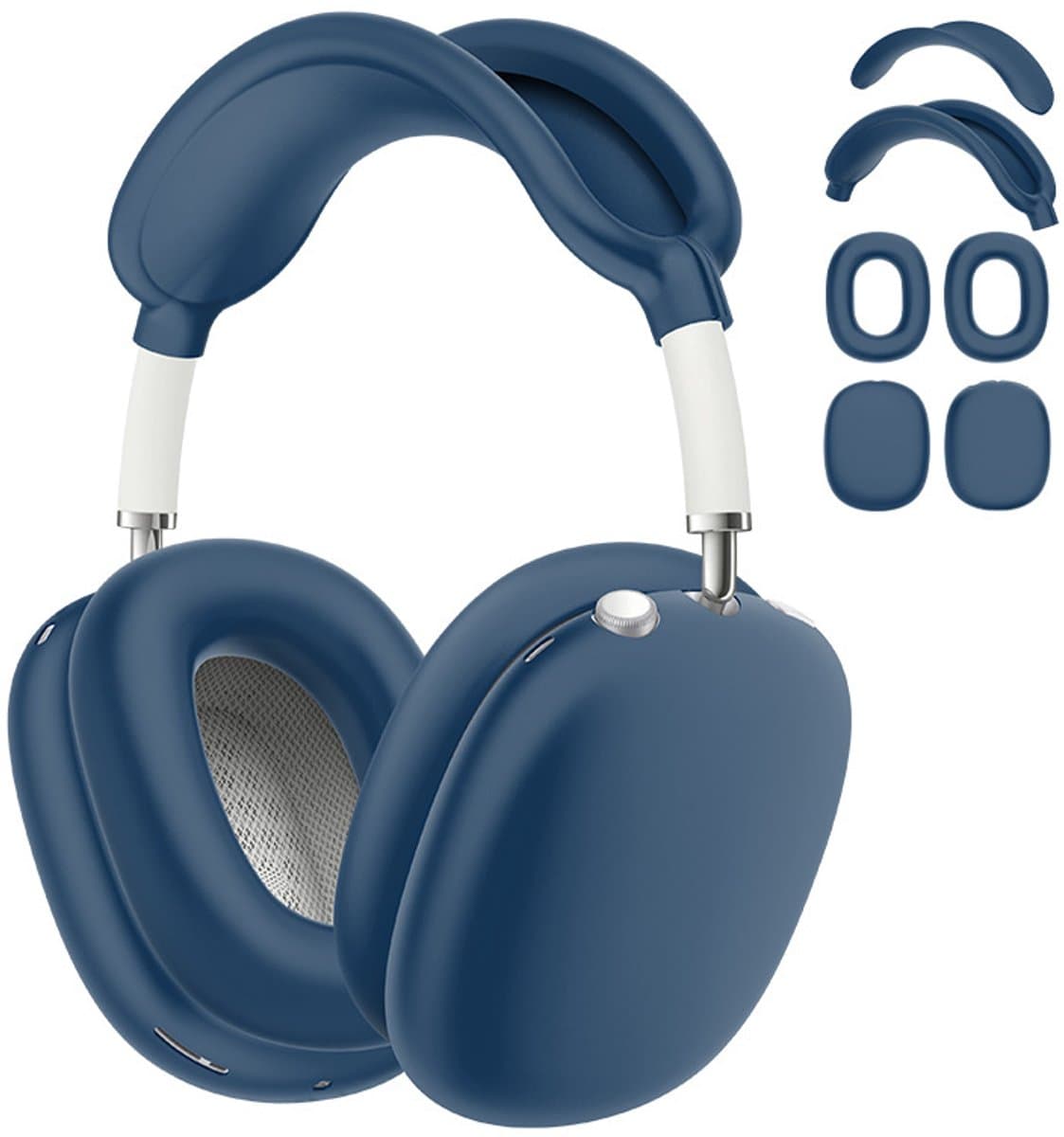 Shieldcase Beschermset geschikt voor Apple Airpods Max 1/2 - Siliconen covers / bescherming - 4 delige set - Hoofdband cover - Oorkap Beschermers & Reishoes - 4 in 1 set - Donkerblauw — afbeelding 1