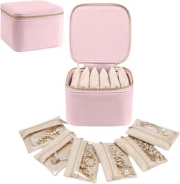 Sieraden Opbergdoos voor Kleine Sieraden - Roze en Elegant Design met Spiegel. — thumbnail 1