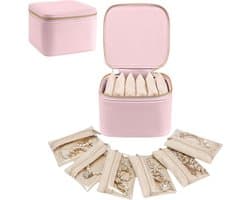 Sieraden Opbergdoos voor Kleine Sieraden - Roze en Elegant Design met Spiegel.