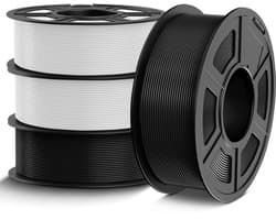 PETG Filament 1,75 mm voor 3D-printer - 4 kg Set Zwart en Wit - Hoge Taaiheid