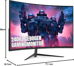 REN® Gaming Monitor 240hz - Gaming Monitor - Zwart - 18cm x 71cm x 59cm — thumbnail 3
