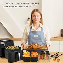 Airfryer Siliconen vorm voor Ninja-accessoires, heteluchtfriteuse, bakvormen, grillrooster, taartvorm, broodroosteraccessoires, keukentang, enz., compatibel met Dual Basket AF180EUCP serie 6,2 l — thumbnail 2