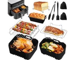 Airfryer-accessoires voor Tefal Dual Easy Fry XXL 11L (6,5L/4,5L), siliconen mal Airfryer-accessoires voor Tefal heteluchtfriteuse XXL