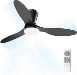 Grote Zwarte Plafondventilator met Verlichting en Afstandsbediening (107cm) — thumbnail 2