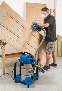 Nat-Droog Stofzuiger - Waterstofzuiger Werkplaatsstofzuiger - Werkplaats Reinigen - Geïntegreerd Stopcontact - 30 Liter - Blauw — thumbnail 4