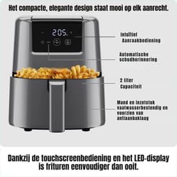 MIRA® Mini Airfryer - Airfryer - Airfryer Klein - Grijs - ‎‎22cmx 26cmx 26cm; 2.3 kg — thumbnail 6