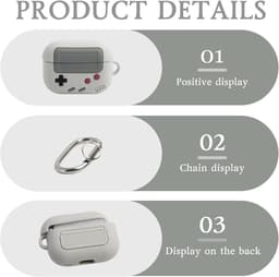 Hoes met karabijnhaak voor draadloze oortjes, retro design, beschermhoes voor AirPods Pro met klassieke gameconsole stijl, siliconen beschermhoes, draadloos opladen, draagbaar en trendy. — thumbnail 3