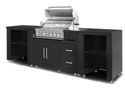 Oviala - 3-delige buitenkeuken met zwarte barbecue - Memphis