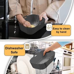 Voor Ninja Foodi Max Dual Zone Air Fryer Accessoires - Set van 4 vierkante siliconen bakplaten - Compatibel met AF300EU, AF400EU en andere Dual Zone-modellen - Grijs — thumbnail 6