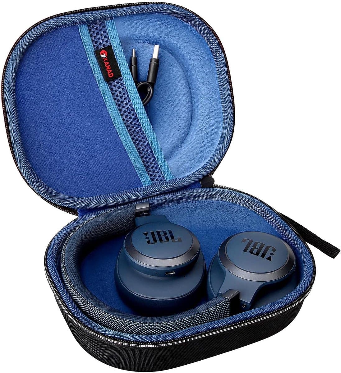Hoofdtelefoonhoes - Koptelefoon opbergtas - Veilig transport - Duurzaam nylon materiaal - 21.4 x 17 x 6 cm - Blauw — afbeelding 1