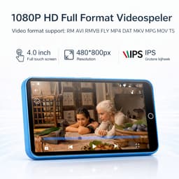 MP3-speler met Bluetooth en WiFi – 4 Inch Touchscreen MP4-speler – 1080P Videospeler – Android 9.0 met Play Store – 64GB + uitbreidbaar – Blauw — thumbnail 3