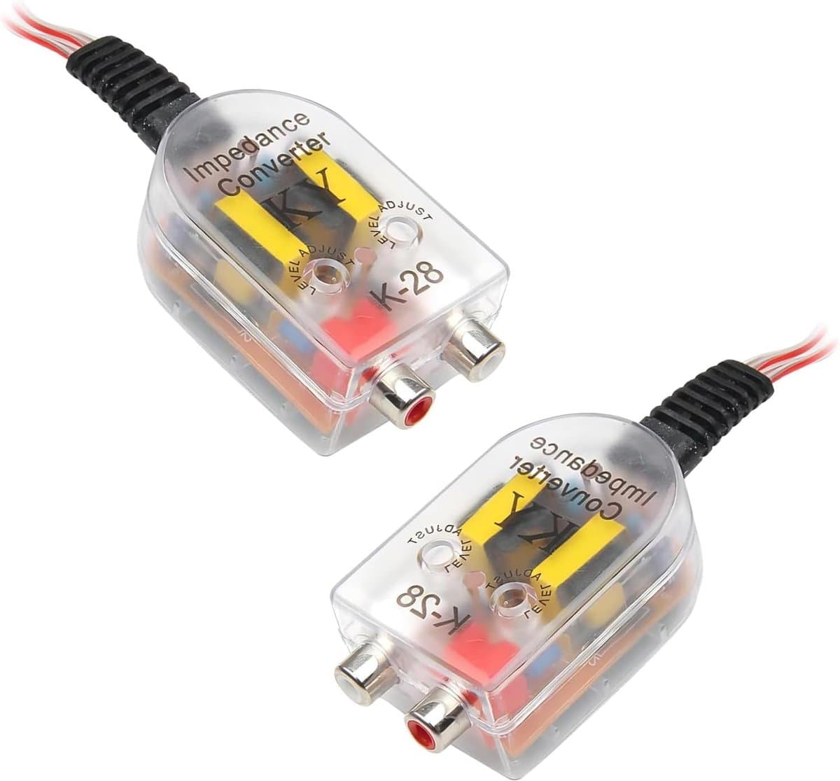 Daity 2-pack RCA-converters voor auto-audio, auto-lijnuitgang subwoofer, luidspreker naar RCA, hoog/laag-niveau converter — afbeelding 1