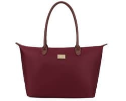 Gallantry® Grote Dames Schoudertas – Ruime Shopper Tas met Rits – Handtas met Bruine Handvatten – Werk Tas voor Laptop, School & Dagelijks Gebruik - D. Rood