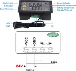 Digitale Temperatuurregelaar met LCD Display en Sensor - 24V 20A — thumbnail 3