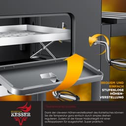 KESSER® Houtskoolbarbecue XL Barbeque Houtskool met Deksel, Wielen, Afdekkap, Roestvrij Stalen Handvat, Barbecuerooster en Thermometer, 8 Spiesen met Zakje & siliconen Borstel, grote BBQ Camping Terras Tuin — thumbnail 2