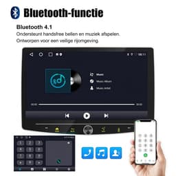 ESSGOO 1DIN Autoradio auto met 10,1 Inch 360° draaibaar scherm - DAB+ autoradio geschikt voor CarPlay en Android auto - Android 15 4 + 64 GB - Bluetooth FM RDS - multimediaspeler - AHD-achteruitrijcamera - microfoon — thumbnail 3