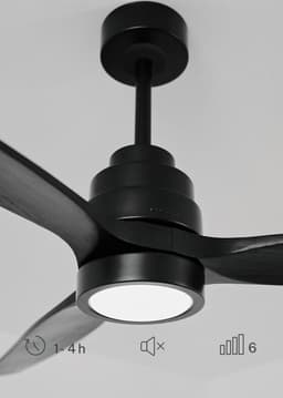 Stil Zwarte Plafondventilator 112 cm met Zwarte Lamp, Draadloze Bediening en Timer — thumbnail 1