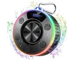 longziming-Bluetooth Speaker - Douche Speaker - Draagbare Speaker - 1 stuk - IPX7 waterdicht - 10u speeltijd - 5W - RGB-verlichting met 7 kleuren - Bluetooth 5.3 - 15m bereik - Met zuignap en klittenband - Voor douche, outdoor, fietsen en reizen