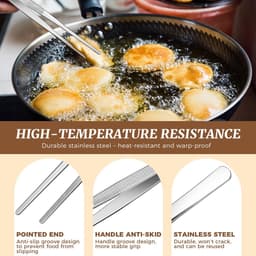 2-pack van 30 cm kookpincetten, roestvrijstalen keukenpincetten met dubbelzijdig ontwerp en antislip handgrepen, kokspincet voor frituren, serveren, pasta, grillen, airfryer en voedselbereidingsgereedschappen — thumbnail 5