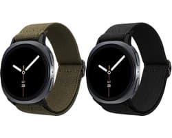 kwmobile Horlogebandjes geschikt voor Samsung Galaxy Watch 8 Galaxy / Galaxy Watch 8 Classic 46mm - 2 x Nylon Smartwatch bandje in zwart / donkergroen.
