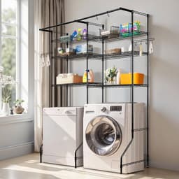 Azomor® Zeslaagse opbergrek voor wasmachine en droger met verstelbare planken — thumbnail 3