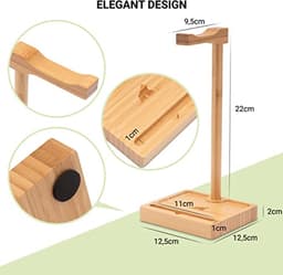Bamboe Hoofdtelefoonstandaard met Dienblad - Duurzaam en Modern — thumbnail 5