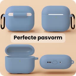 Hoesje Geschikt voor Apple Airpods Pro 3 - Siliconen Hoes met Clip - Silicone Case Cover - Lichtblauw — thumbnail 3