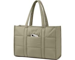 Groene Dames Handtas – Stijlvolle Grote Werktas & Laptop Handtas geschikt voor 15,6 inch Laptop – Perfect voor Universiteit, Zaken of School