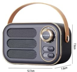 JeiibrZui Retro Bluetooth-Luidspreker - Vintage Draagbare Draadloze Luidspreker - Bluetooth 5.0 Technologie Compact 190 Gram - Zwart — thumbnail 2