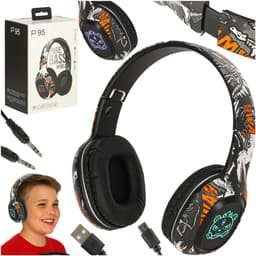 MOZY® - Draadloze Koptelefoon - Zwart Graffiti - Bluetooth - tot 10 Meter - tot 100 uur - Bedieningspaneel - Micro SD-kaartlezer - Hoofdtelefoon Kinderen - Verstelbaar — thumbnail 1